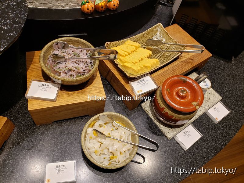 クインテッサホテル大阪ベイの和朝食のだし巻き卵や梅春雨