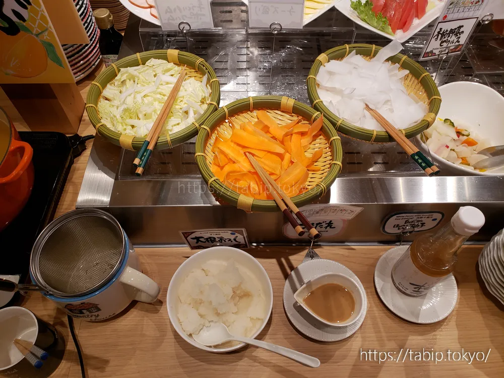 ダイワロイネットホテル広島駅前のビュッフェのしゃぶしゃぶ用野菜