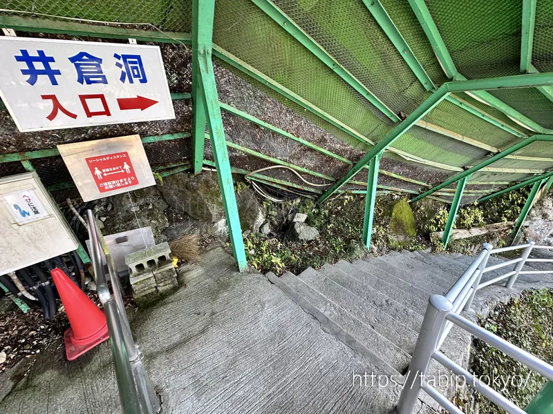 井倉洞の入り口の階段