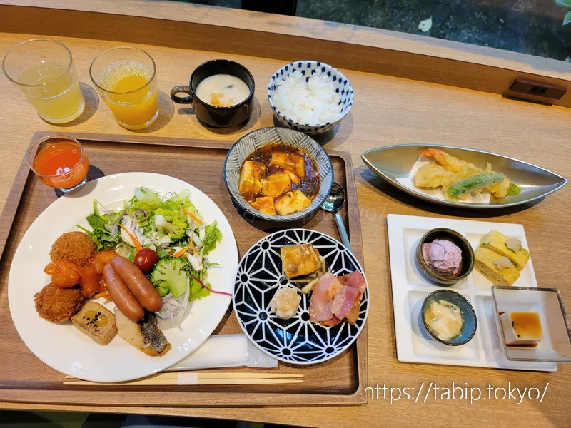 ロイヤルツインホテル京都八条口の朝食の盛り付け例